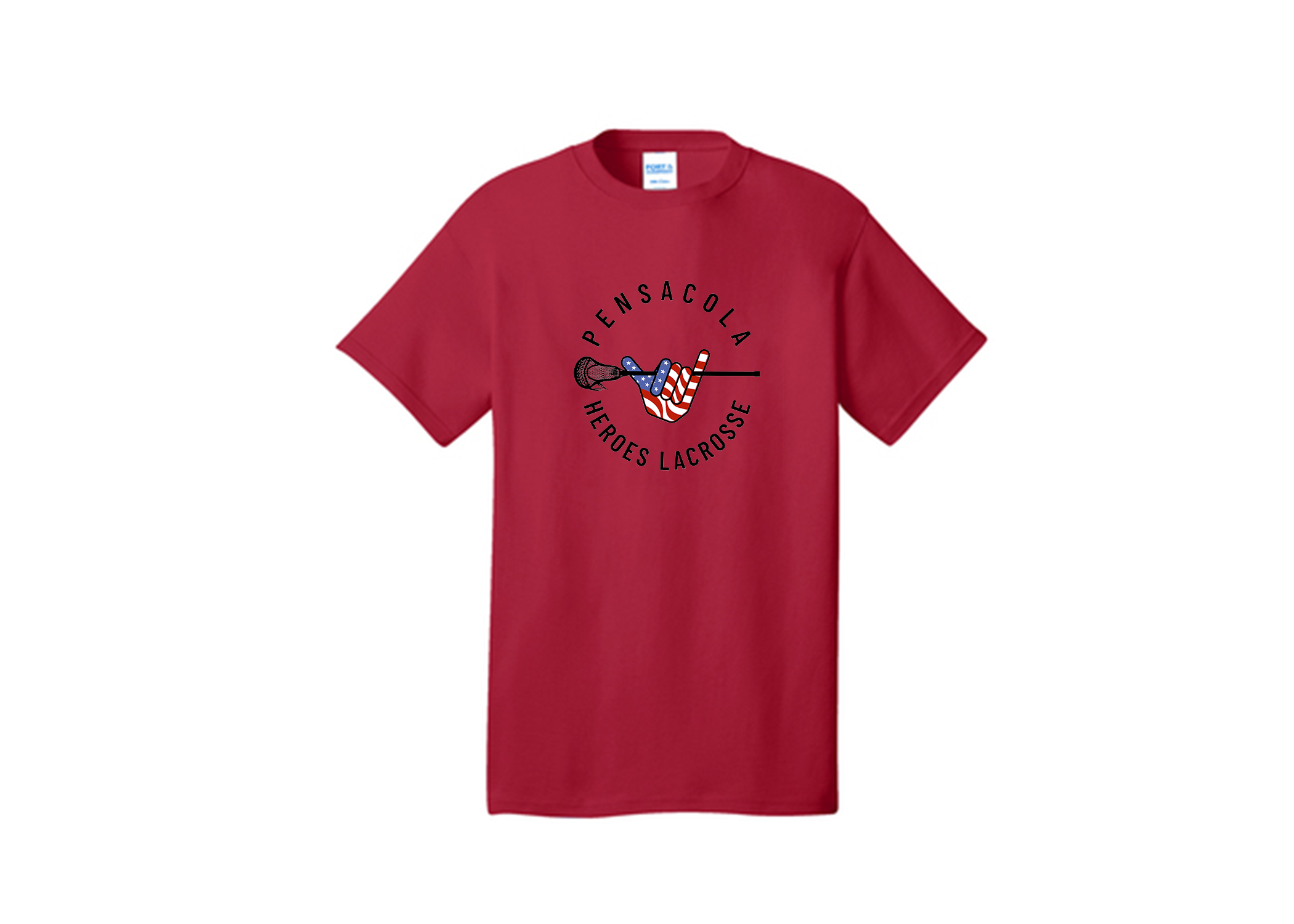 Pensacola Heroes Cotton T Shirt Dark Red | Bar Down Lacrosse